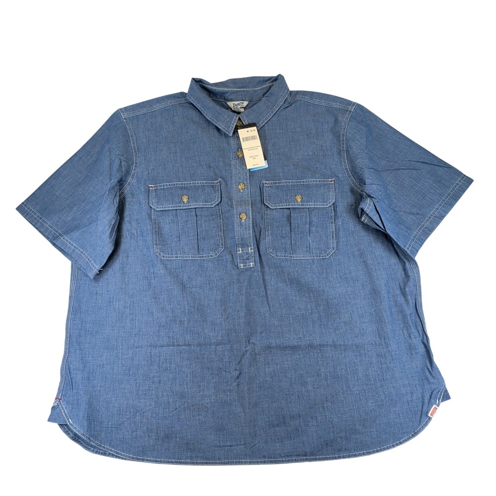 Duluth Trading Co Womens Coolmax Chambray Short Sleeve Shirt Blue XXL 40367